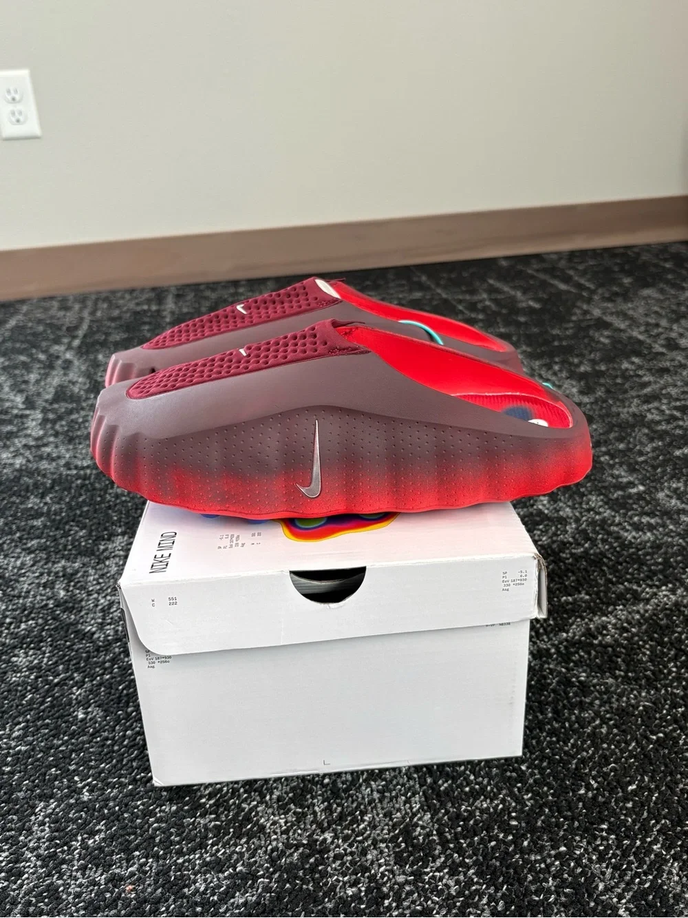 Nike Kids' Red and Maroon Slide Clogs